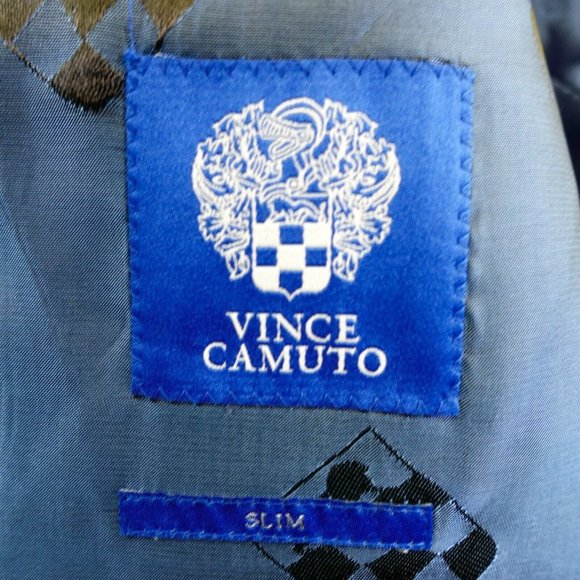 Navy Sports Coat MEDIUM Blazer Blue Suit Mens 40 Wool Slim Fit Work VINCE CAMUTO - Picture 6 of 13